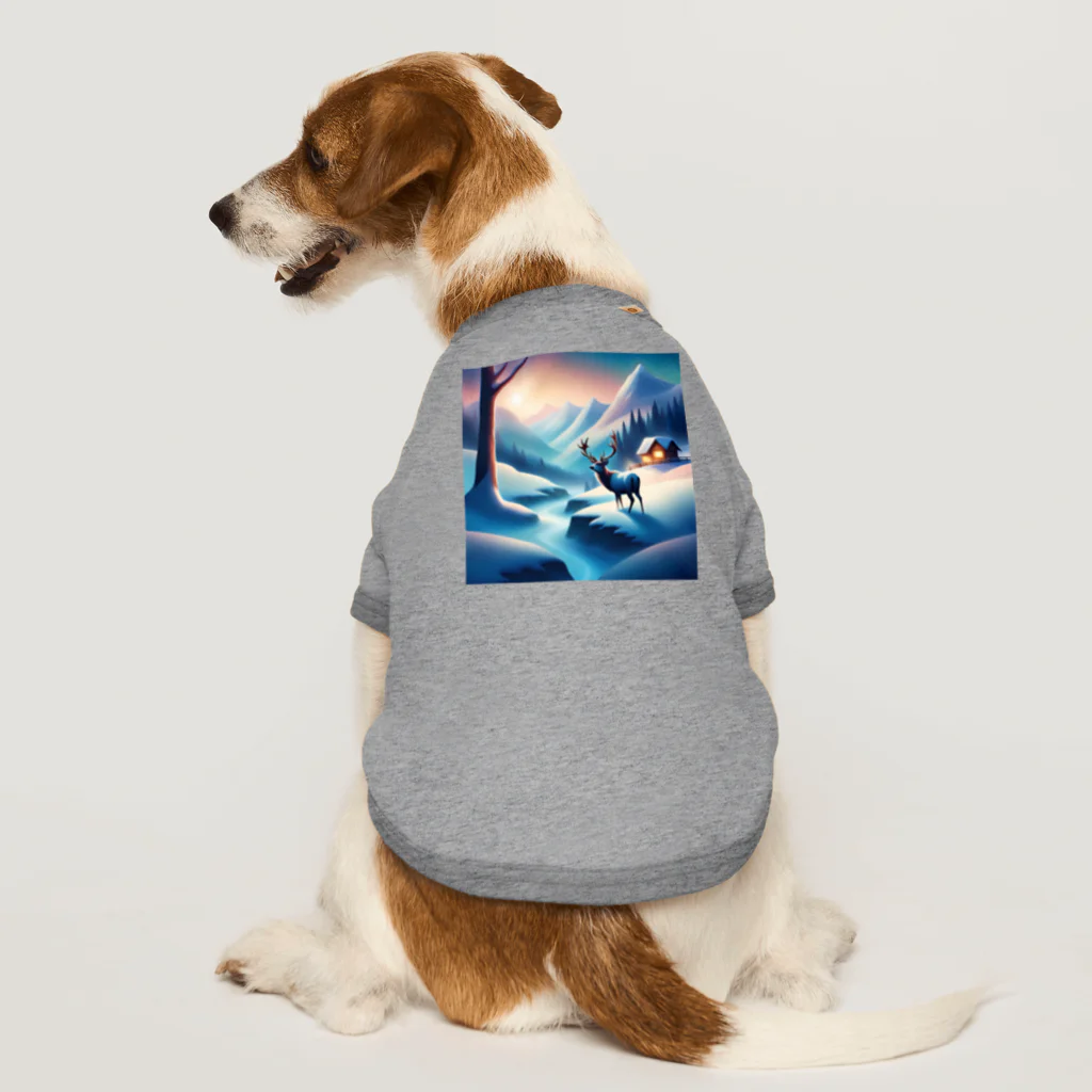 Passionista Lifestyle Emporium : 情熱的なライフスタイルエンポリウムの極光の冬景色とトナカイ Dog T-shirt