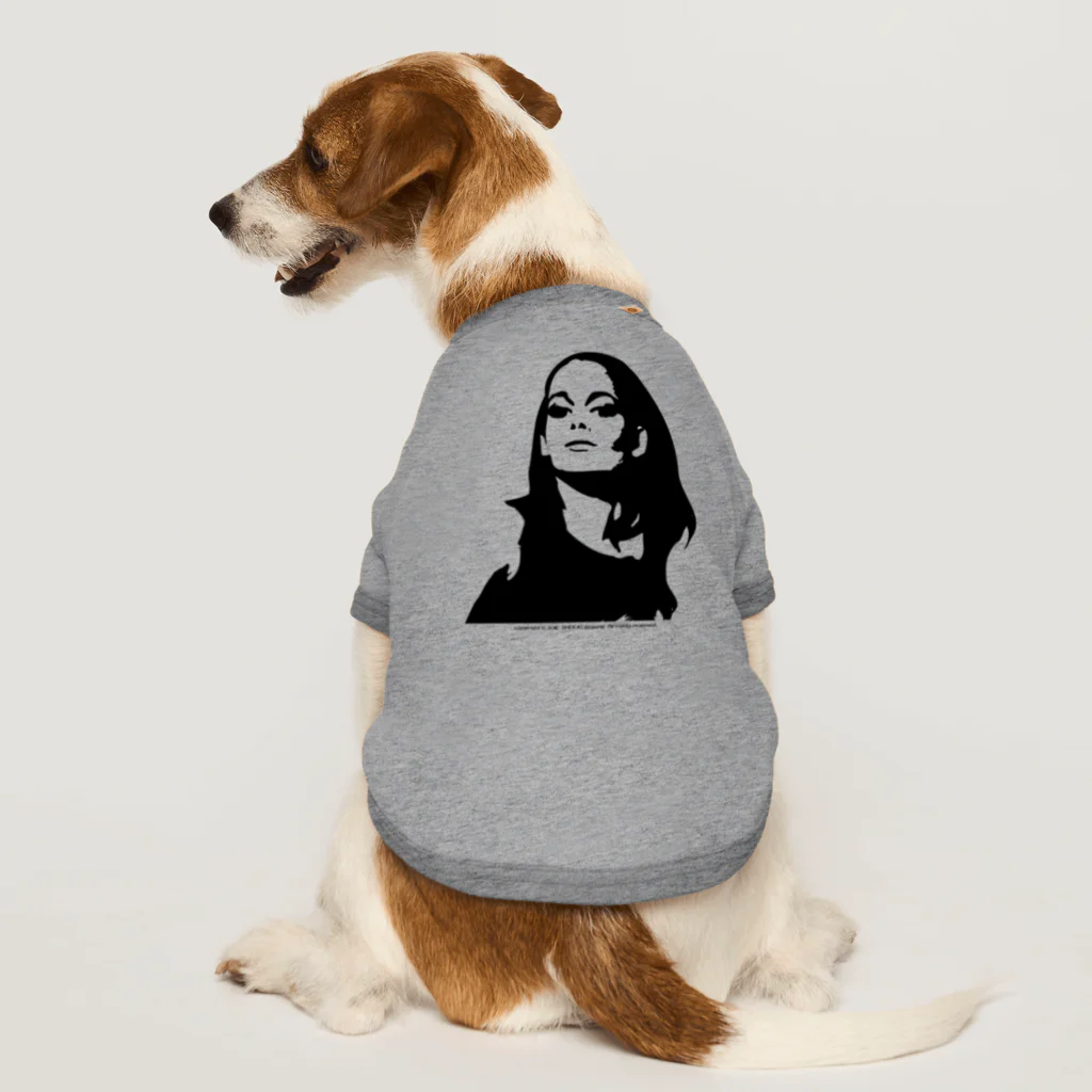 ファンシーTシャツ屋の長髪女性のモノクロデザイン Dog T-shirt