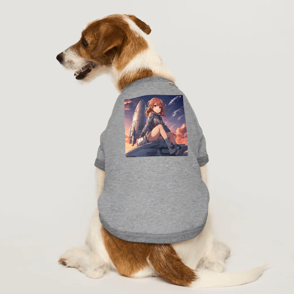 プリンゴブリンの夕陽に輝くロケット子さん Dog T-shirt