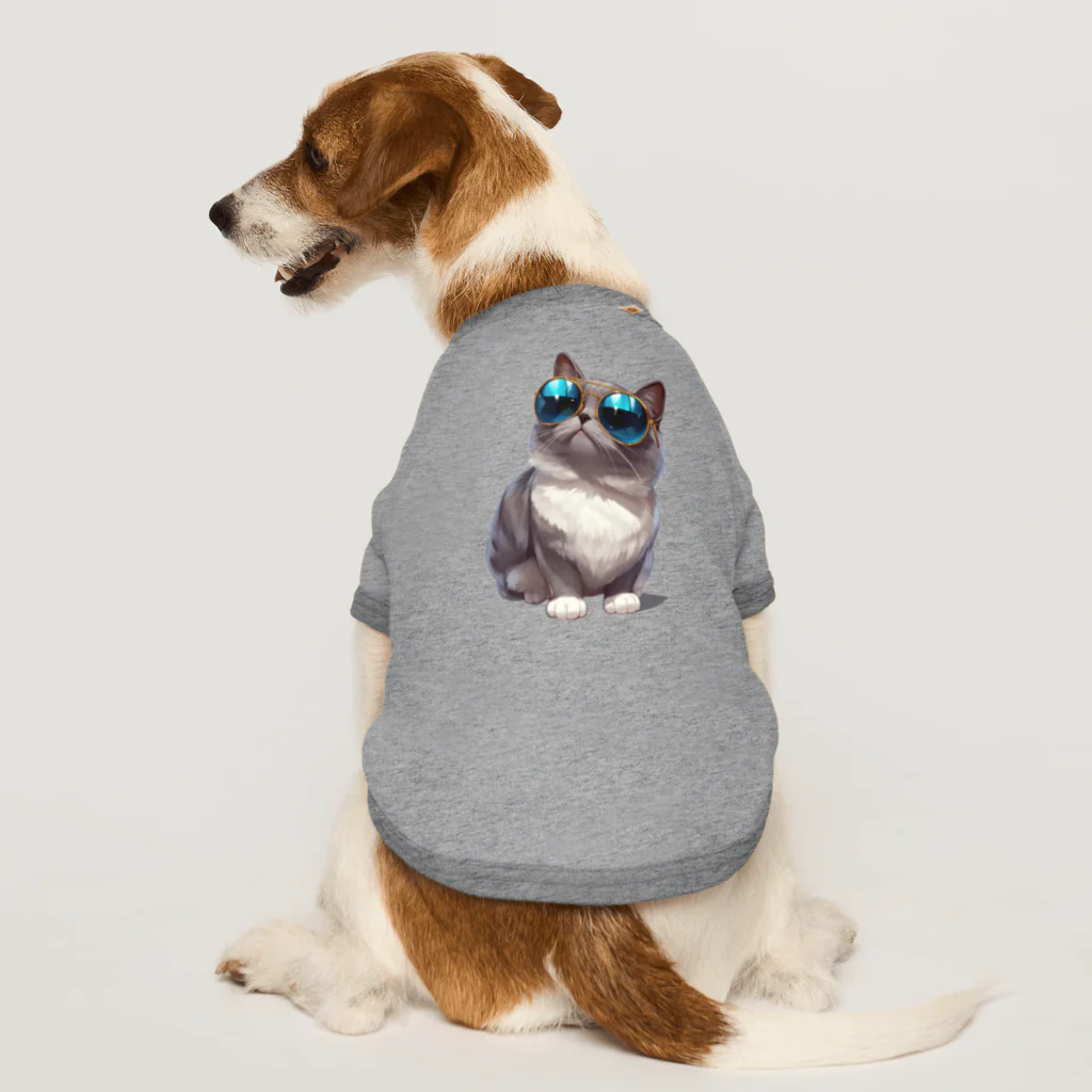 AQUAMETAVERSEのサングラスをかけた、かわいいネコ Marsa 106 Dog T-shirt