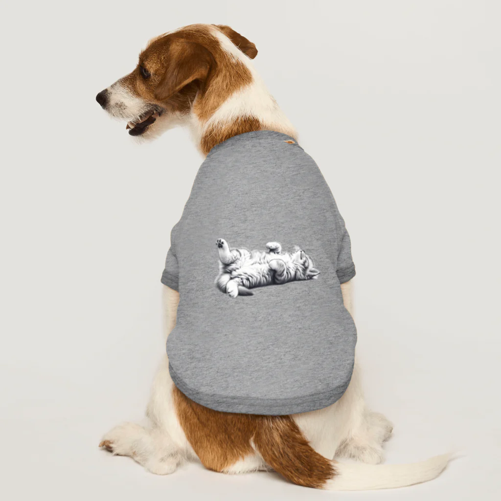 sansamのねこごろり/モノクロ Dog T-shirt