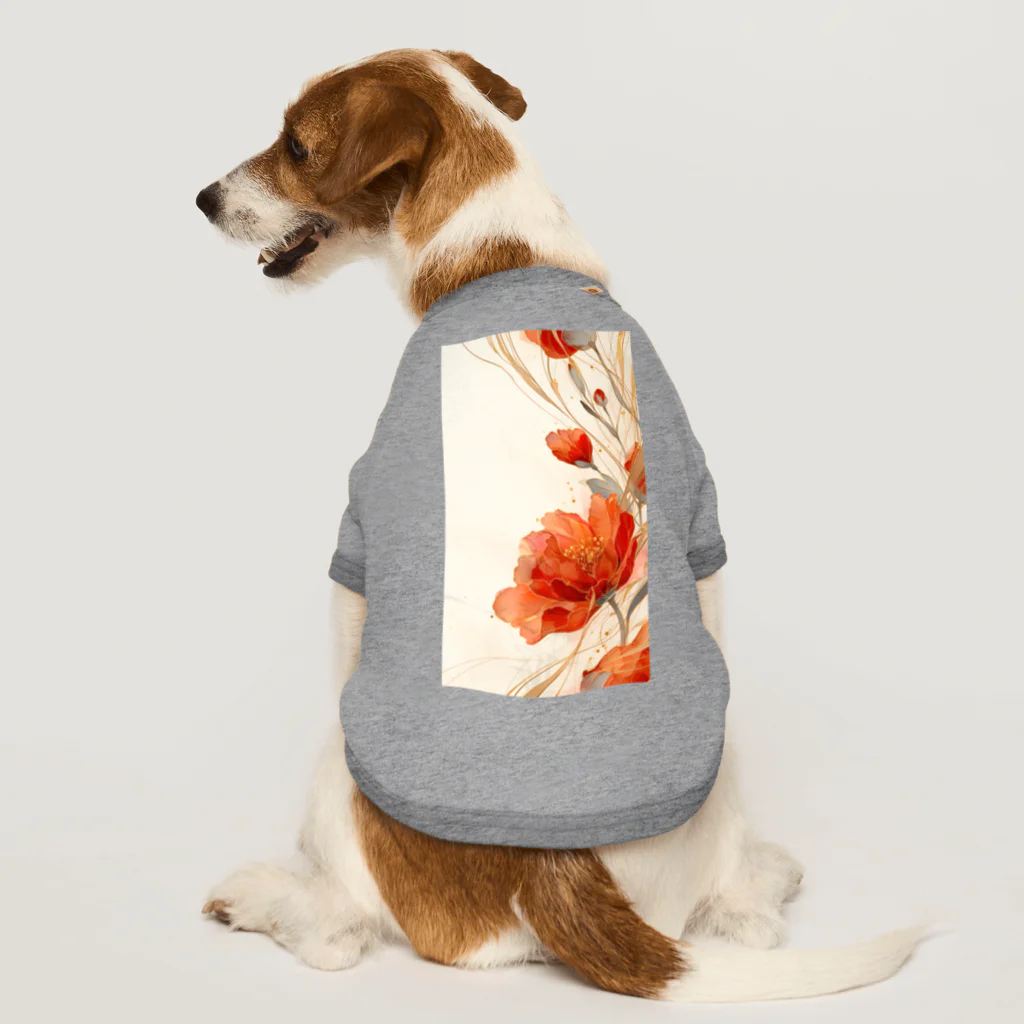 cute styleのlucky flower -red Dog T-shirt