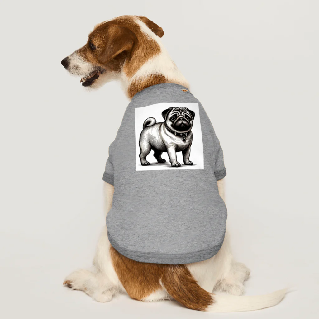 鼻ぺちゃ犬と和猫のパグの表情 Dog T-shirt