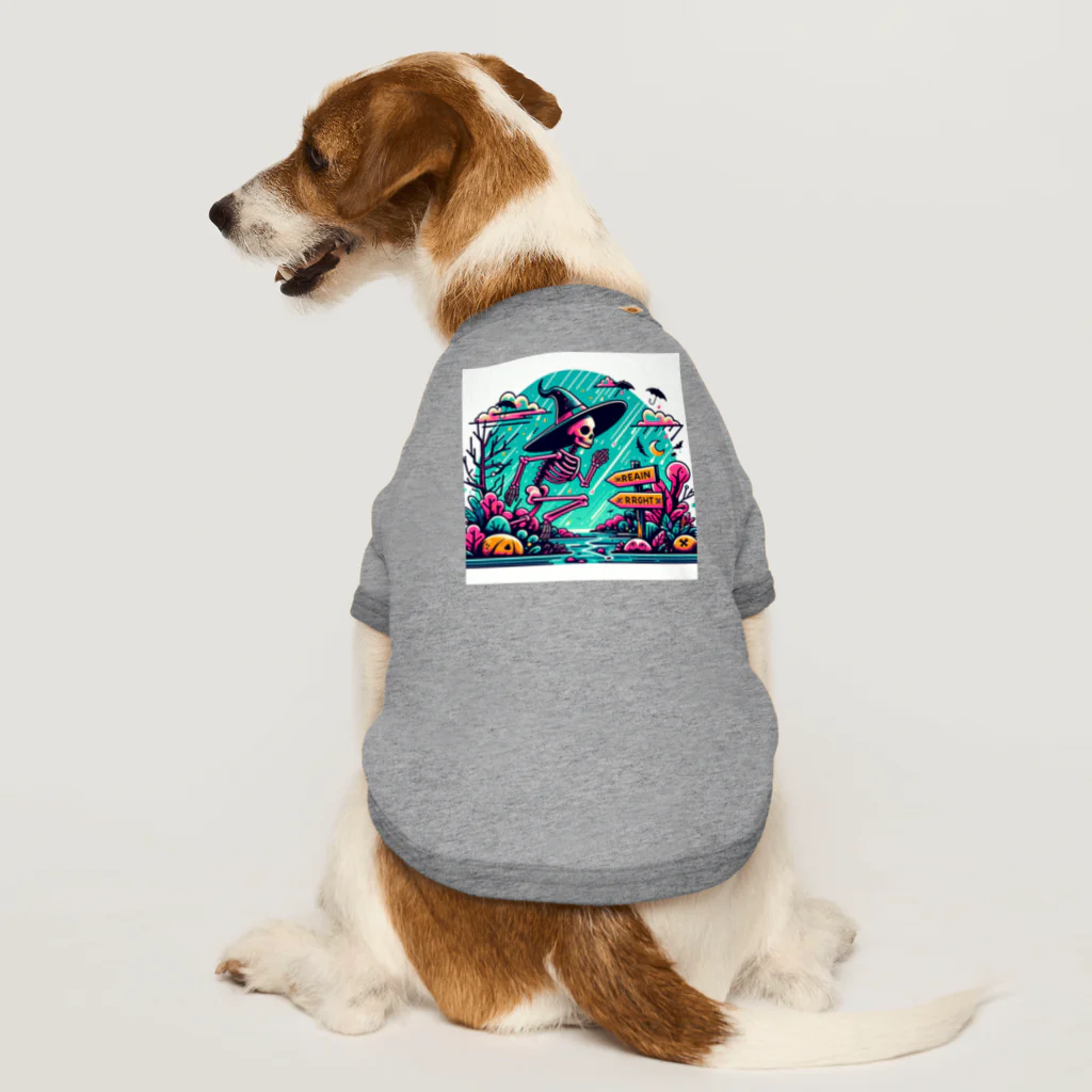 かるるんショップの骸骨紳士シリーズ　雨ニモマケズ、風ニモマケズ Dog T-shirt