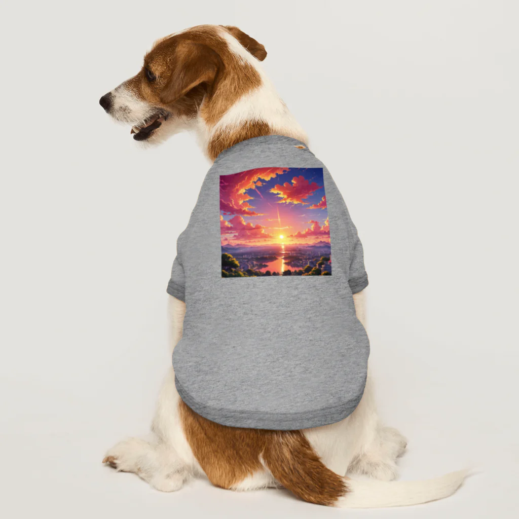 ikeikeikedaの街を照らす夕陽（景色シリーズ） Dog T-shirt