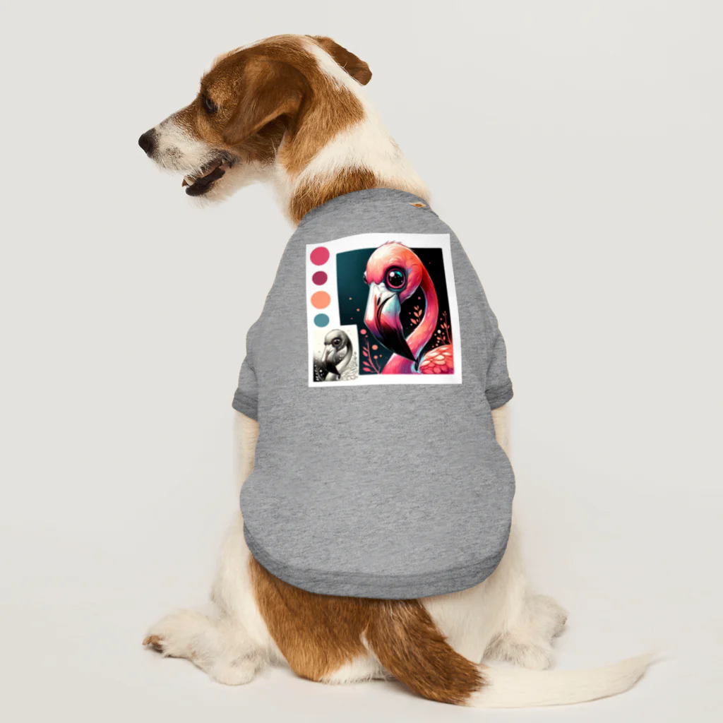 たんたん狸の不気味で可愛い森の不気味で可愛いフラミンゴ001 Dog T-shirt