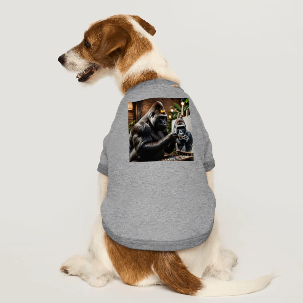 fumi_sportsの絵画人、ゴリラ Dog T-shirt