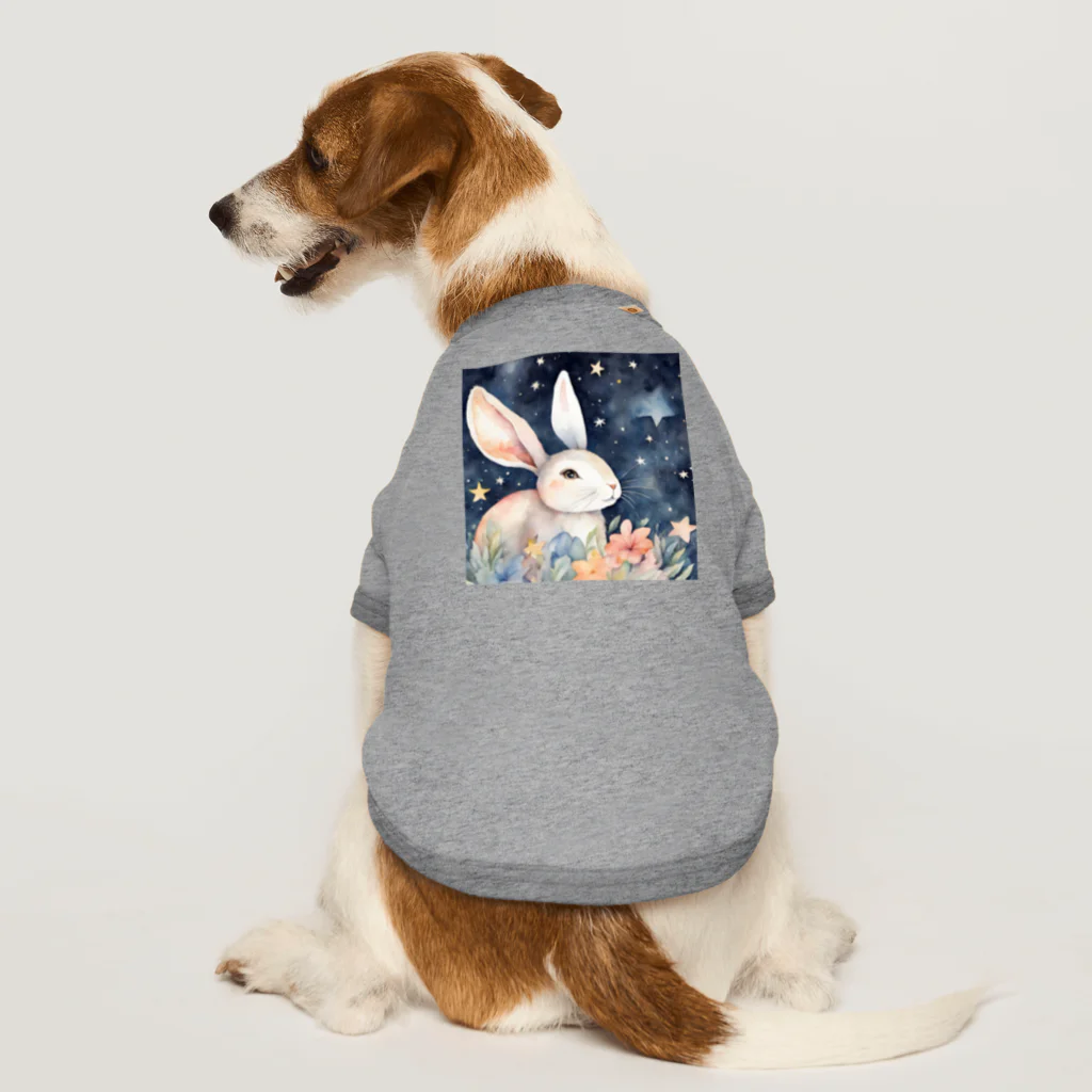 星降る夜にの星花うさぎ Dog T-shirt