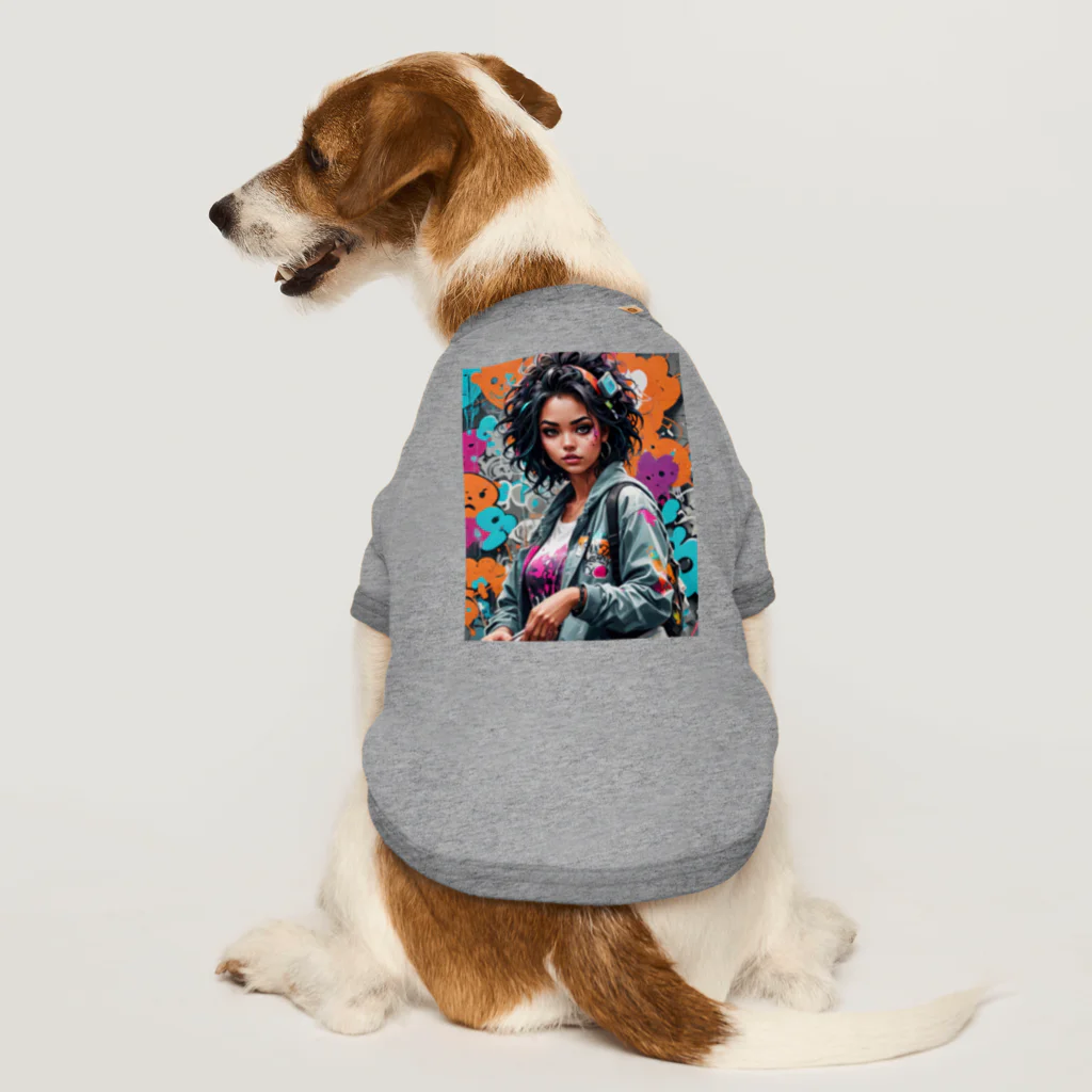 Steampunk Creations屋のグラフィティアートを描くファンキーな女の子 Dog T-shirt