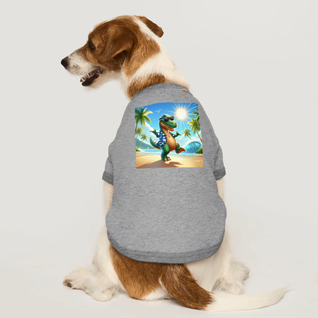 samkorのティラノサウルスのサマーバケーション Dog T-shirt