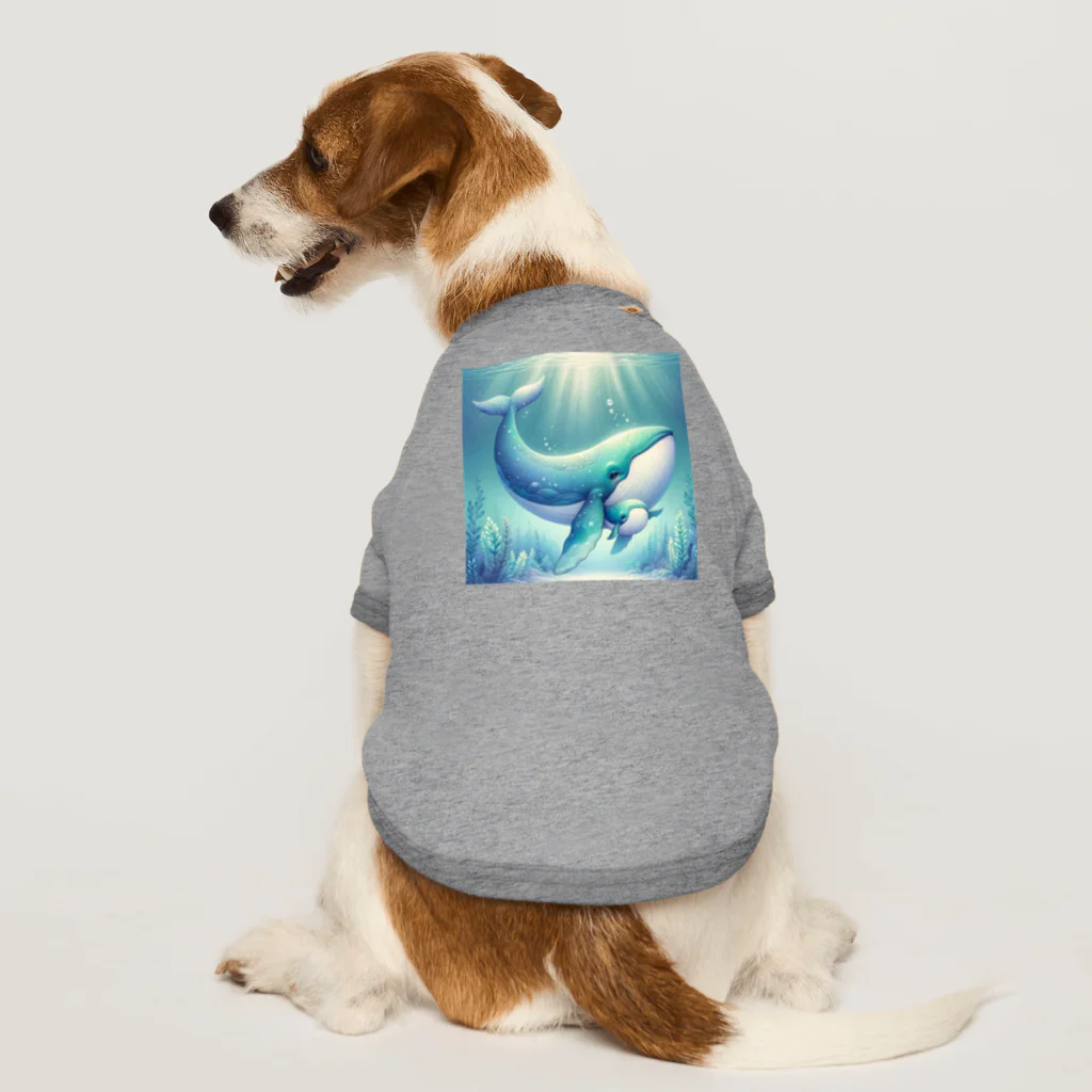 わくわく海の雑貨屋のほのぼのクジラの親子 Dog T-shirt