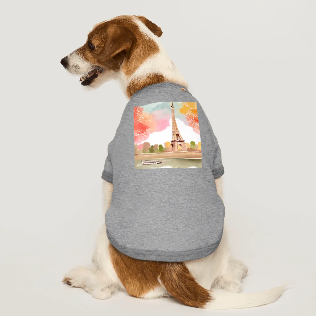 tyu-ripuのparis spring Dog T-shirt