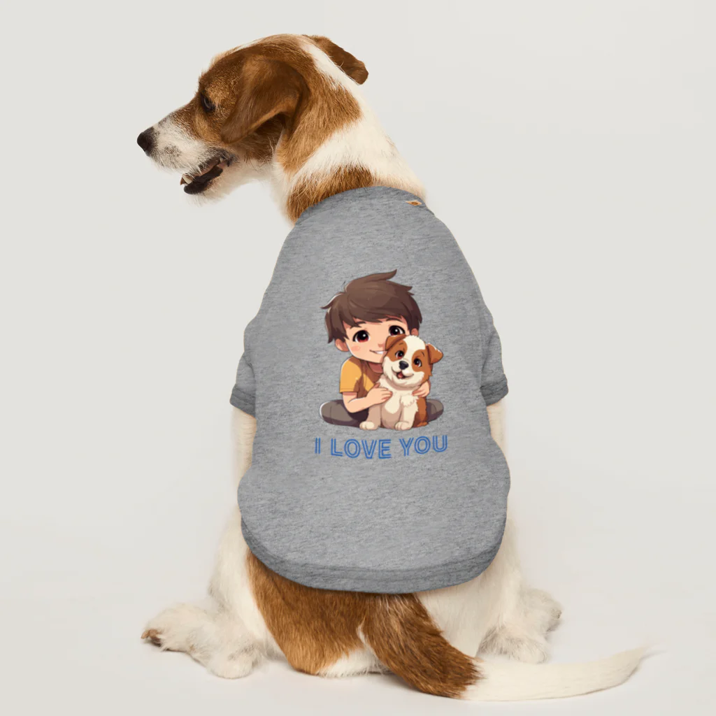 AwagoModeのI LOVE YOU(Dog&Boy) (39) Dog T-shirt