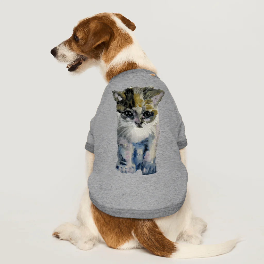 青い猫の真白 Dog T-shirt