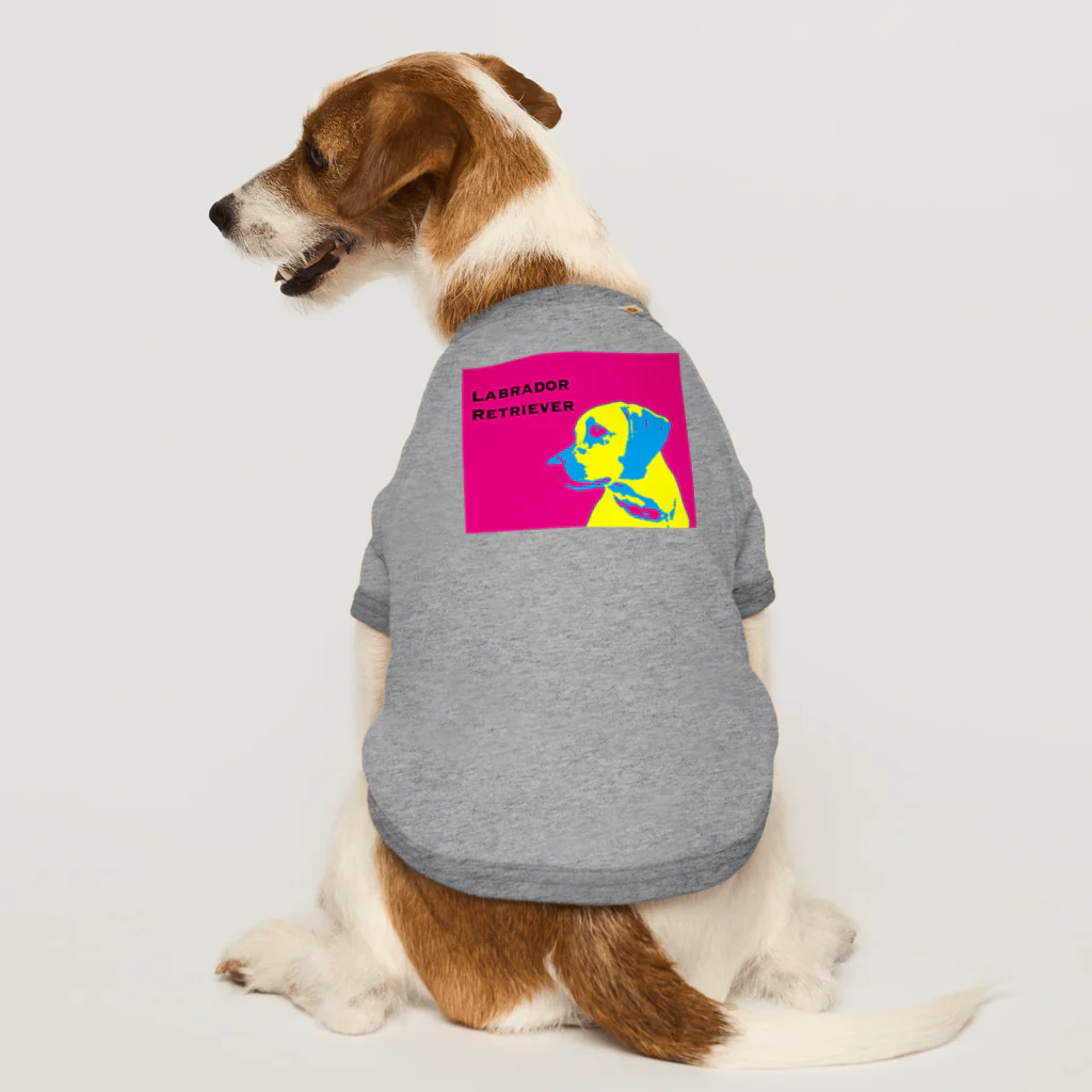 HanaTorantaのラブラドール　抽象化イエロー×ピンクver. Dog T-shirt