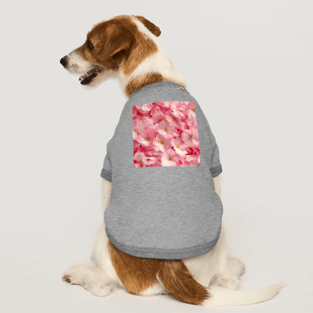 オンラインショップイエローリーフのピンクの花　鮮やか Dog T-shirt