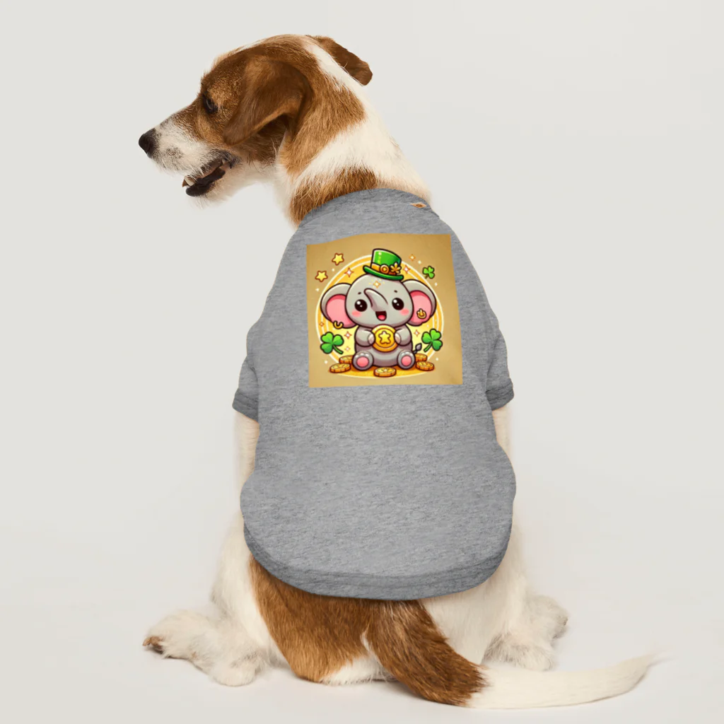今夏期間限定販売。金福寿神社の知恵と金運を呼び込む動物キャラクターグッズの金運アップだゾウ ドッグTシャツ