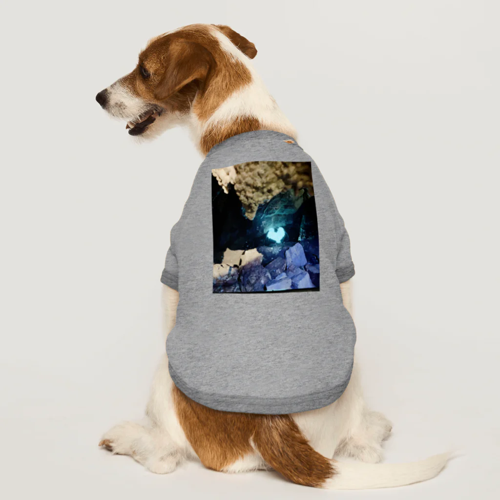 旨味教授といちごもちぷりんの鍾乳洞の青いハート Dog T-shirt