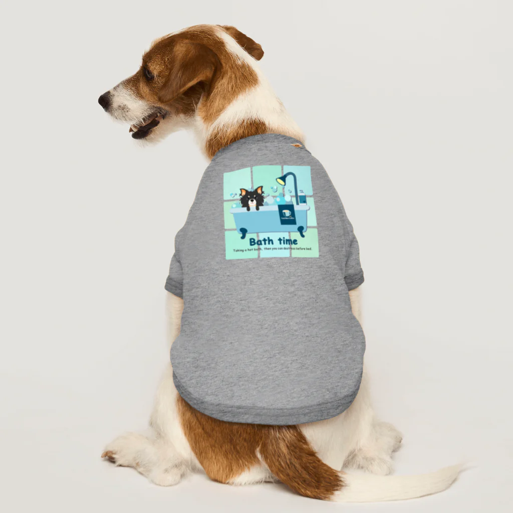 Teal Blue Coffeeのお風呂の時間_tile Ver. Dog T-shirt