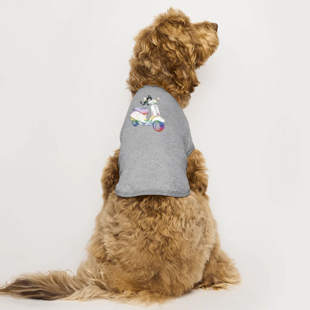 N谷スタジオのチワワのすっちゃんバイクに乗る〜レインボーバージョン〜 Dog T-shirt