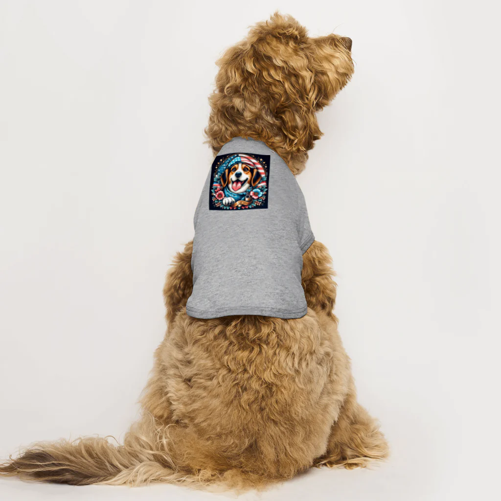 a.t.storeのアメリカンな犬 Dog T-shirt