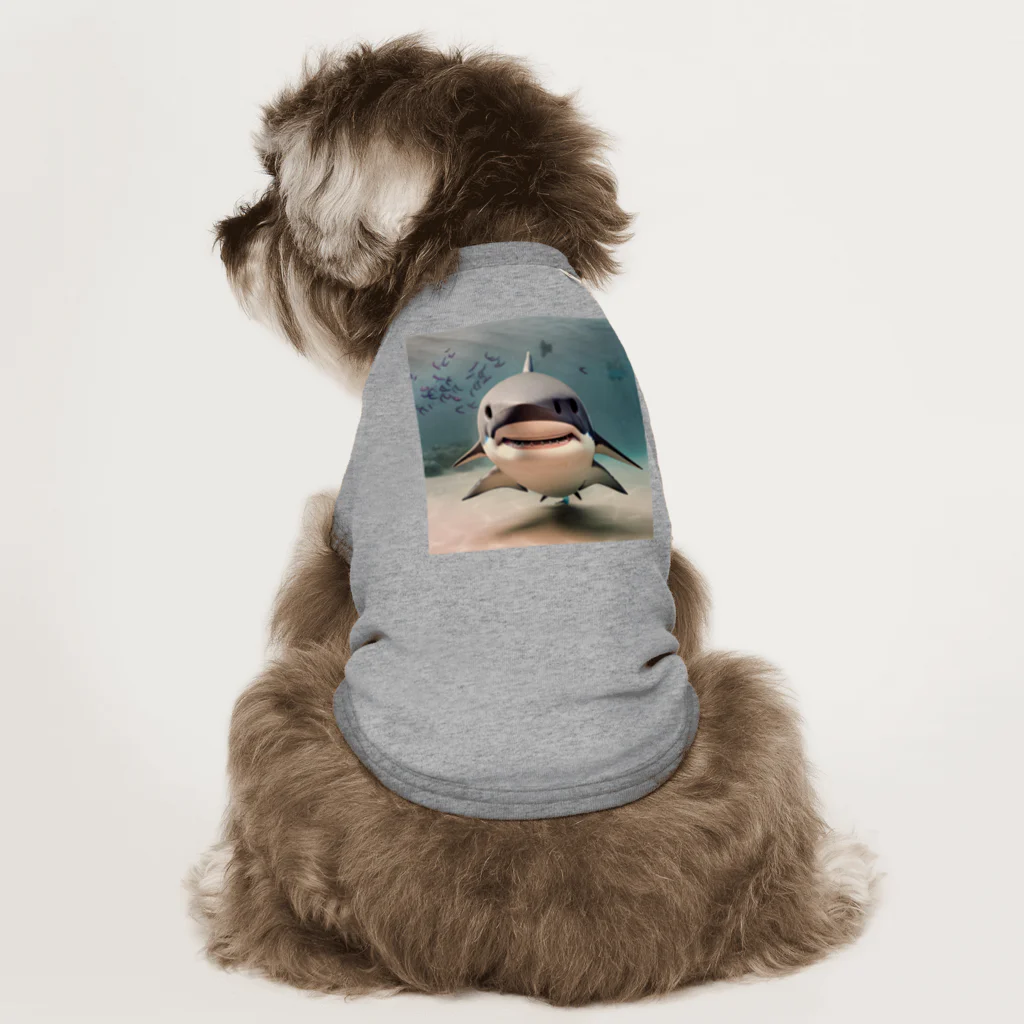 まな九郎ショップの可愛いサメ Dog T-shirt