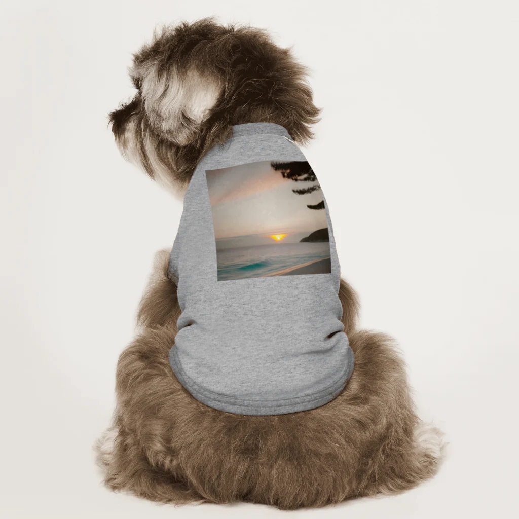 持続可能なサプライショップの海と夕日 Dog T-shirt