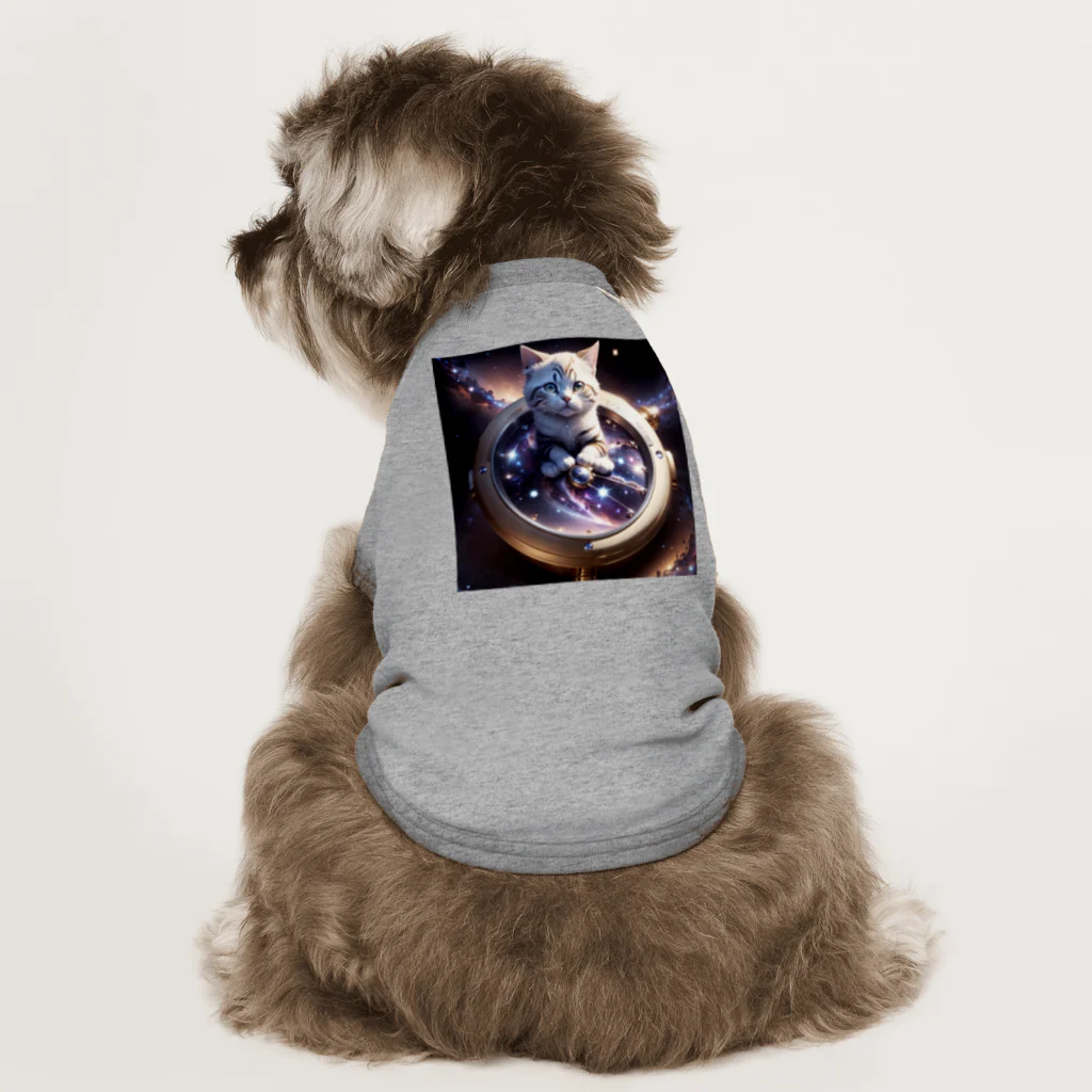 catgoodsの猫と宇宙の時計 Dog T-shirt