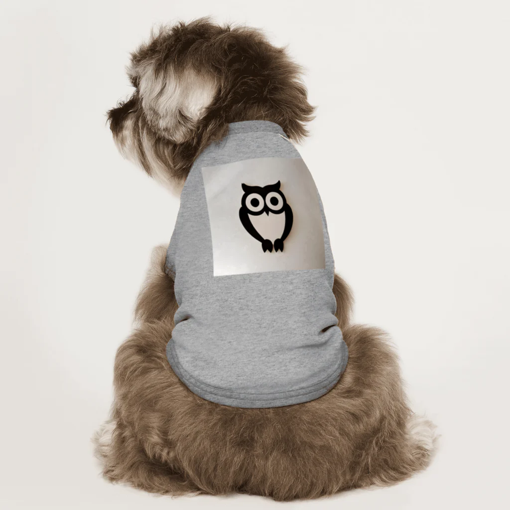 Owlの白黒フクロウちゃんのイラストグッズ ドッグTシャツ