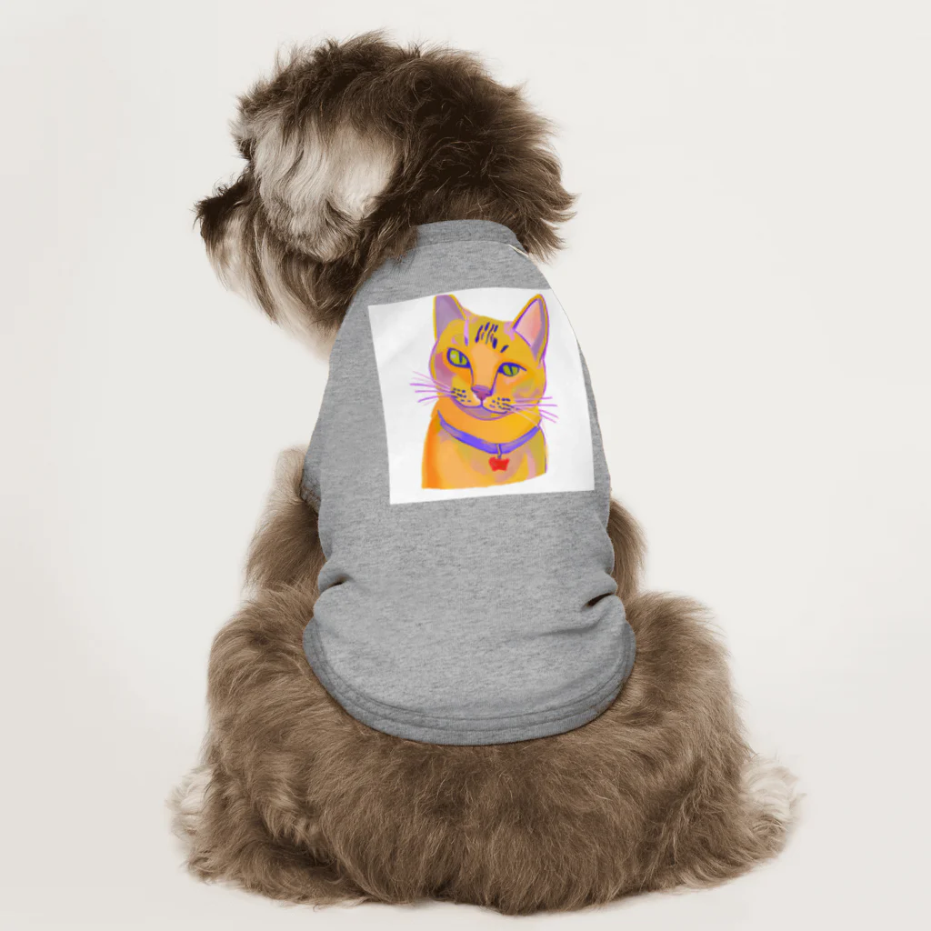 ネコフスキの鮮やかな凛々しい猫さんのイラストグッズ Dog T-shirt