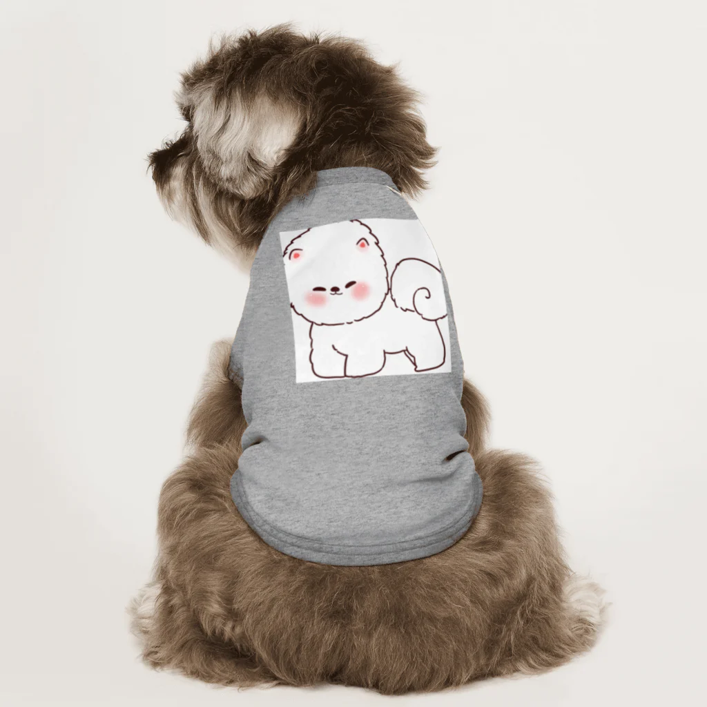 キイロチャンのふわふわの白い犬 Dog T-shirt