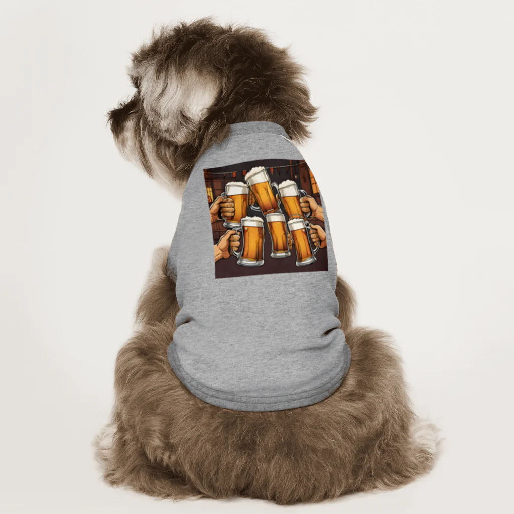 無類の酒好きのビールで乾杯！ Dog T-shirt