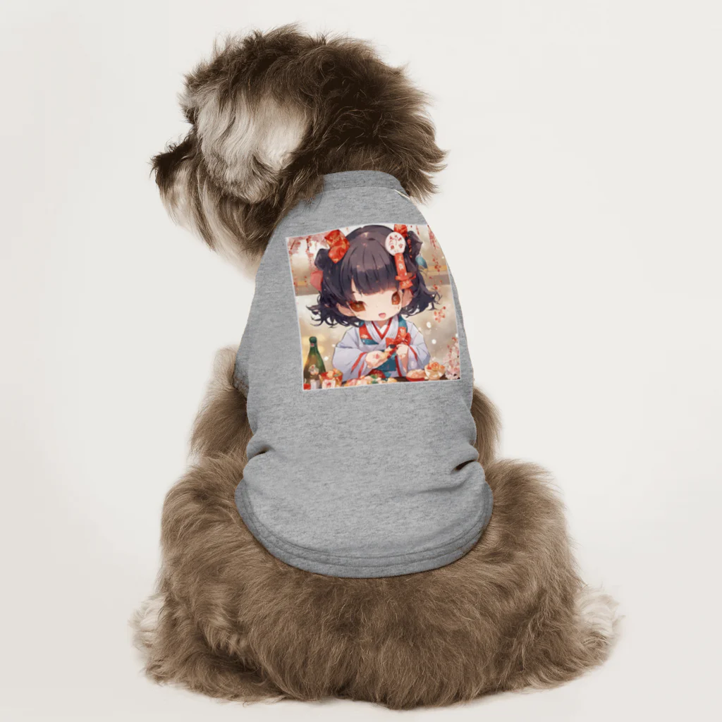rina-suzuの新春の可愛い女の子 ドッグTシャツ