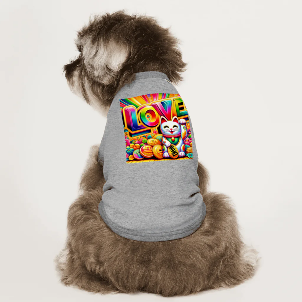 DesignDreamerの光輝く福招き猫 ドッグTシャツ