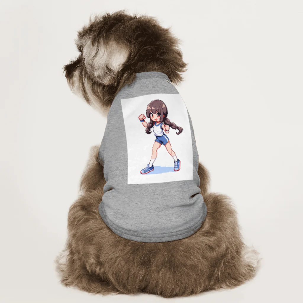 シロクマペンギンのドット絵体操服の女の子 ドッグTシャツ