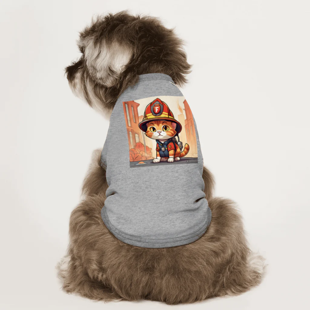 パパショップのネコ消防士 Dog T-shirt