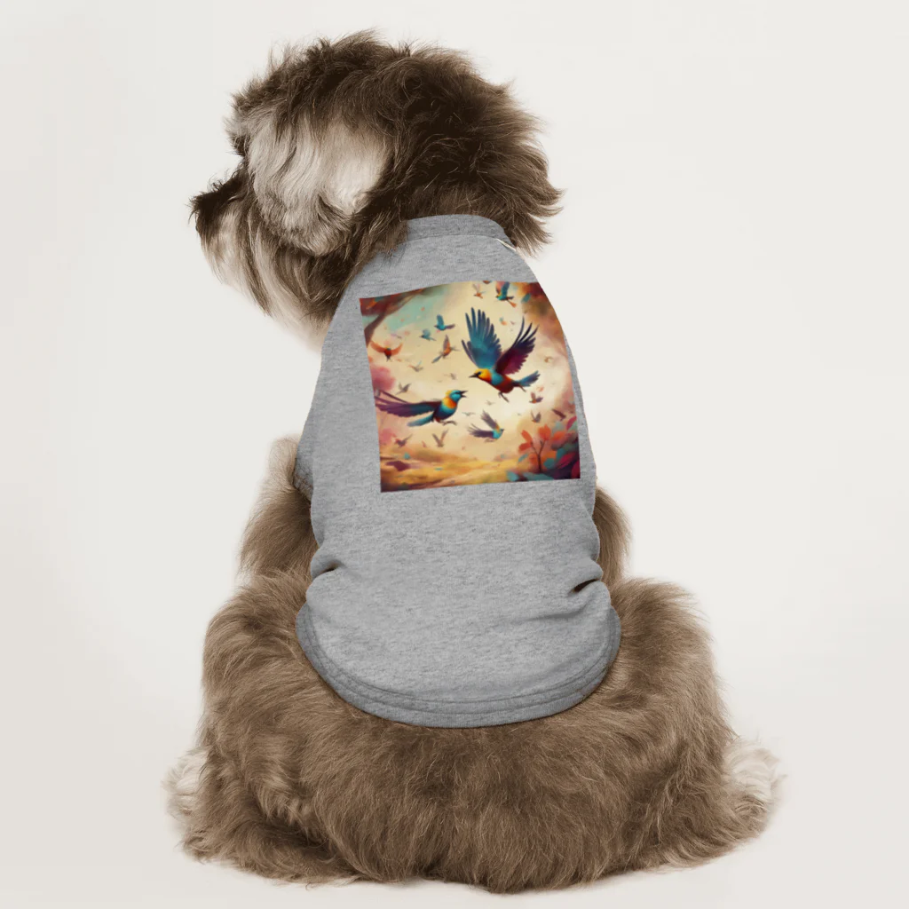 にくまるショップの賑鳥 Dog T-shirt