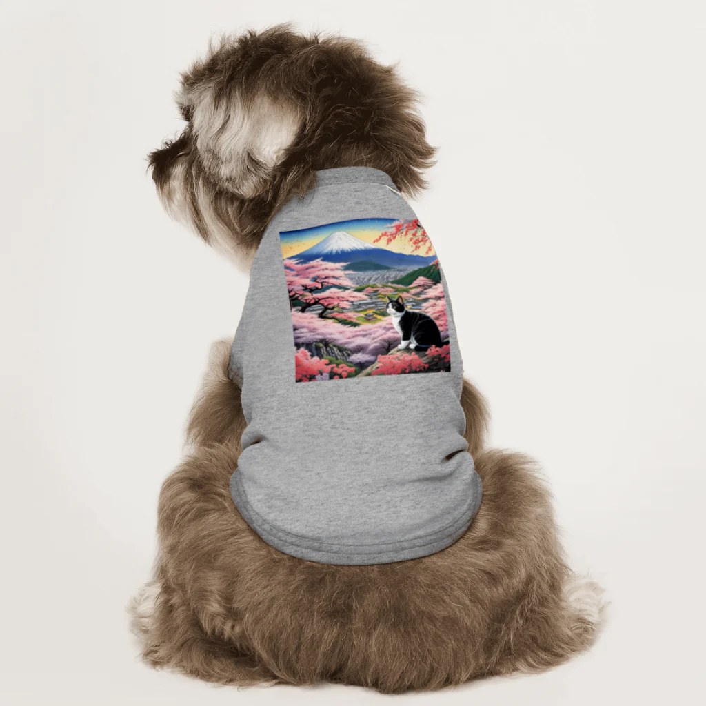 だんのんの桜と富士山と猫 Dog T-shirt