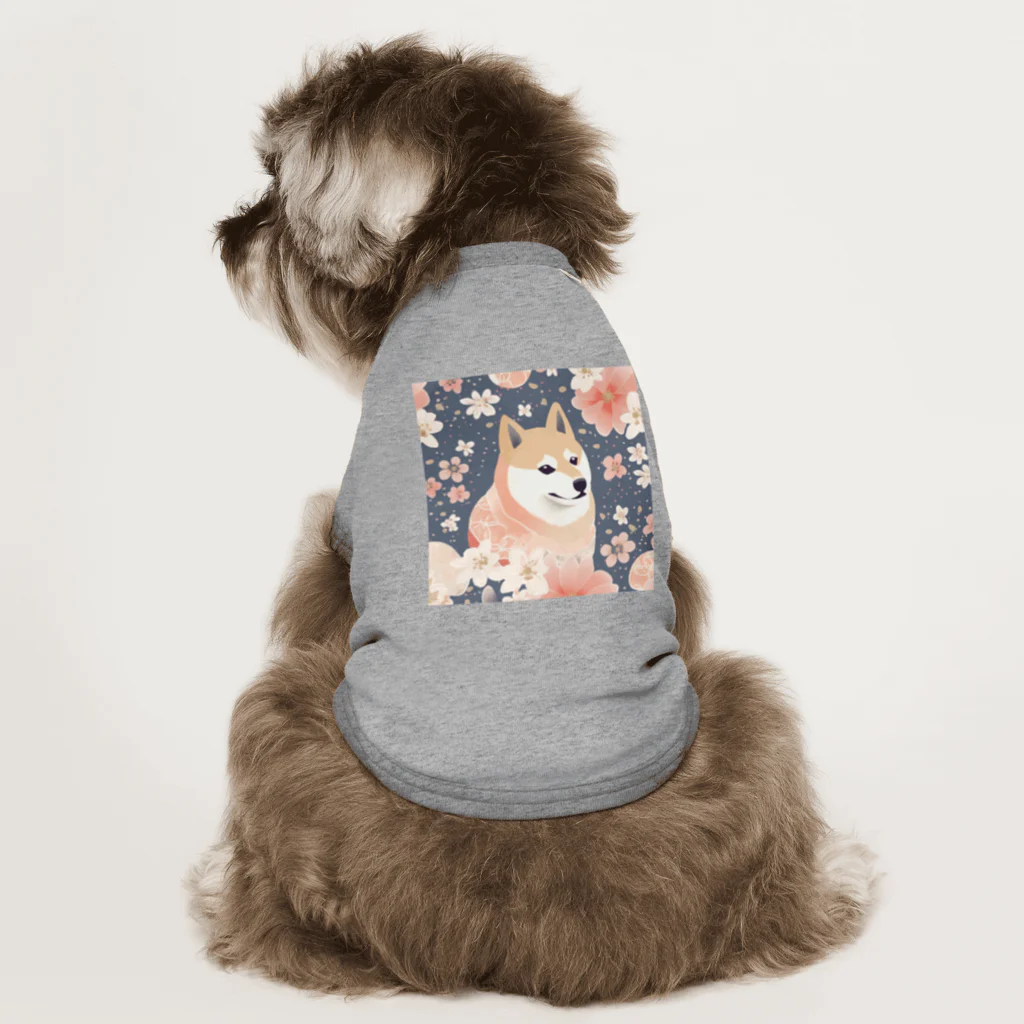 Grazing Wombatの日本画風、柴犬と桜２-Japanese-style painting of a Shiba Inu with cherry blossoms 2 Dog T-shirt