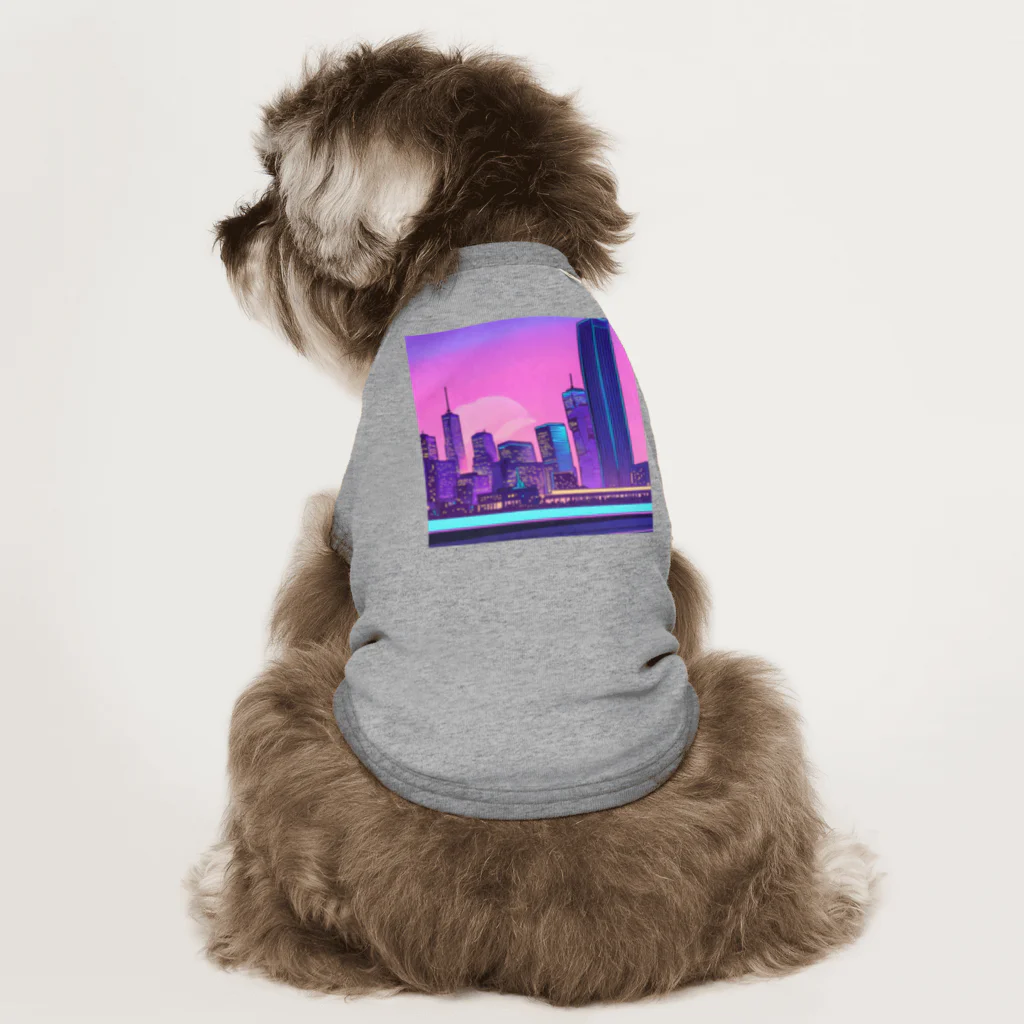 パワドラのネオンカラーで輝く都市3 Dog T-shirt