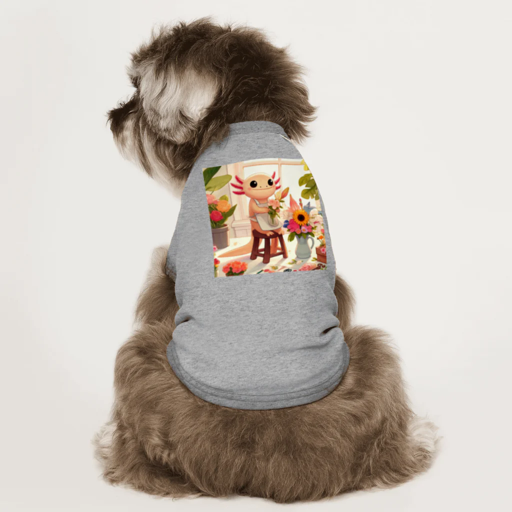 adjustのフラワーアレンジメントをしているかわいいウーパールーパー Dog T-shirt