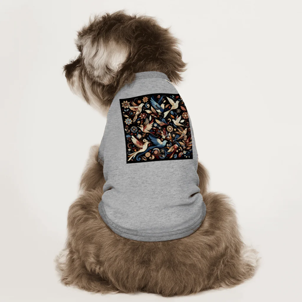 BONZEWORKSの花と鳥1 Dog T-shirt