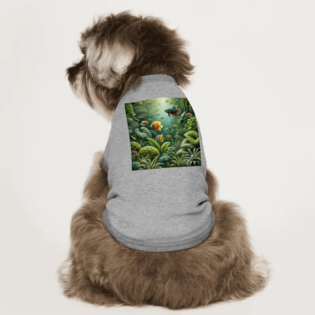 pyoromalの観葉植物×熱帯魚 ドッグTシャツ