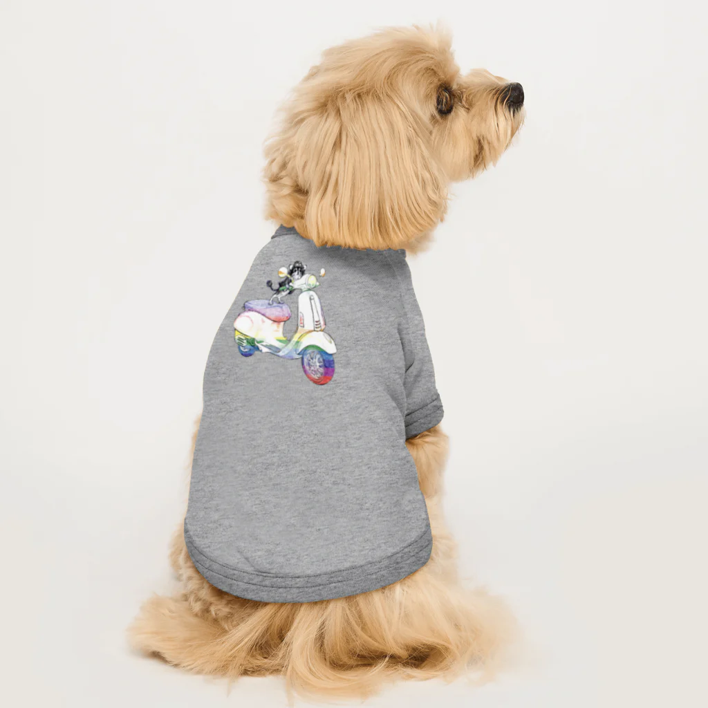 N谷スタジオのチワワのすっちゃんバイクに乗る〜レインボーバージョン〜 Dog T-shirt