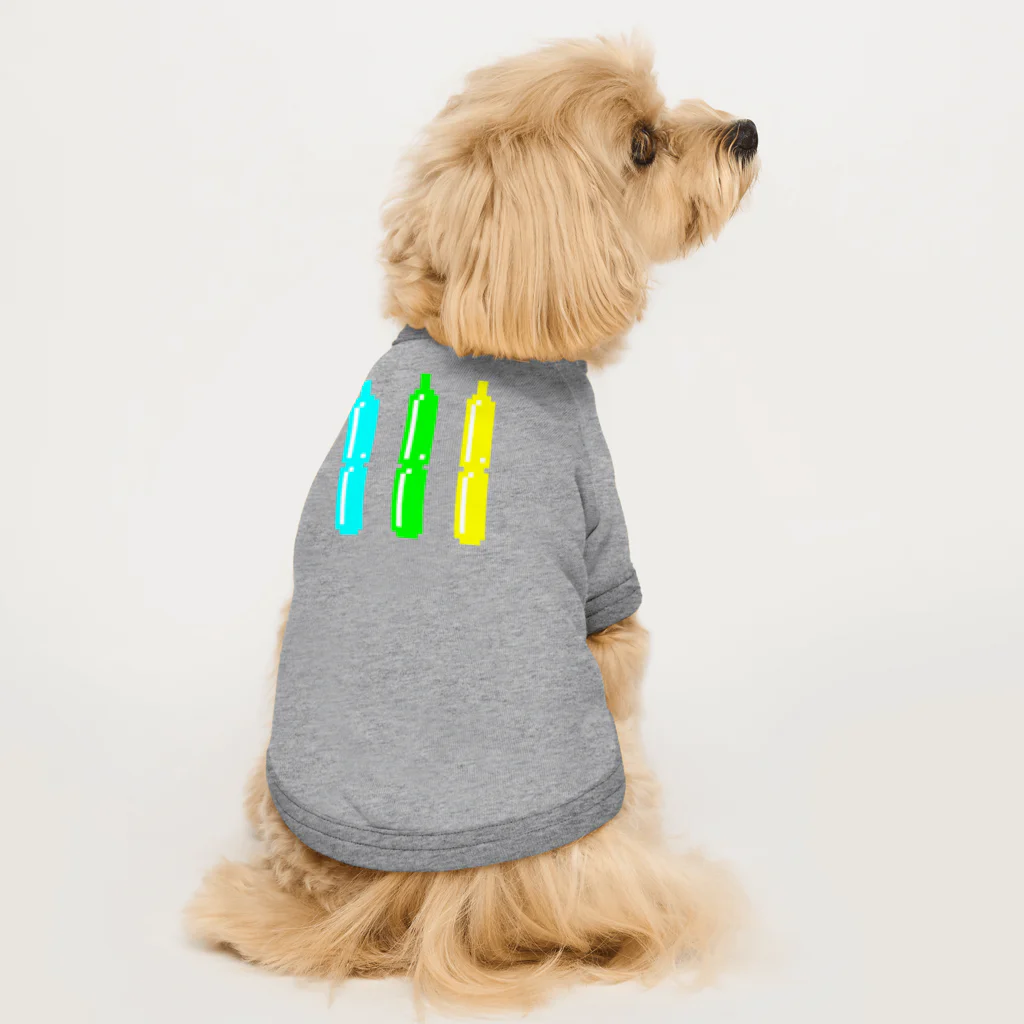 サトオのチューペット風 ドット絵 青・緑・黄 Dog T-shirt