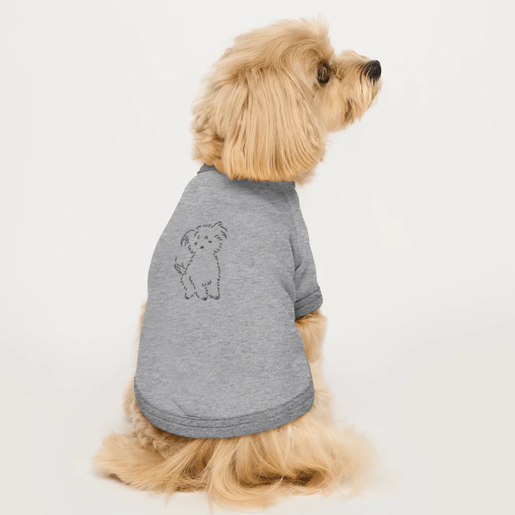 無表情なのもっさり犬 ドッグTシャツ