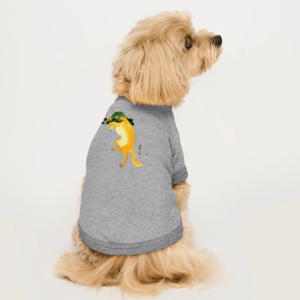 MUGEN ARTの小原古邨　踊る狐　日本の名画アートTシャツ Dog T-shirt