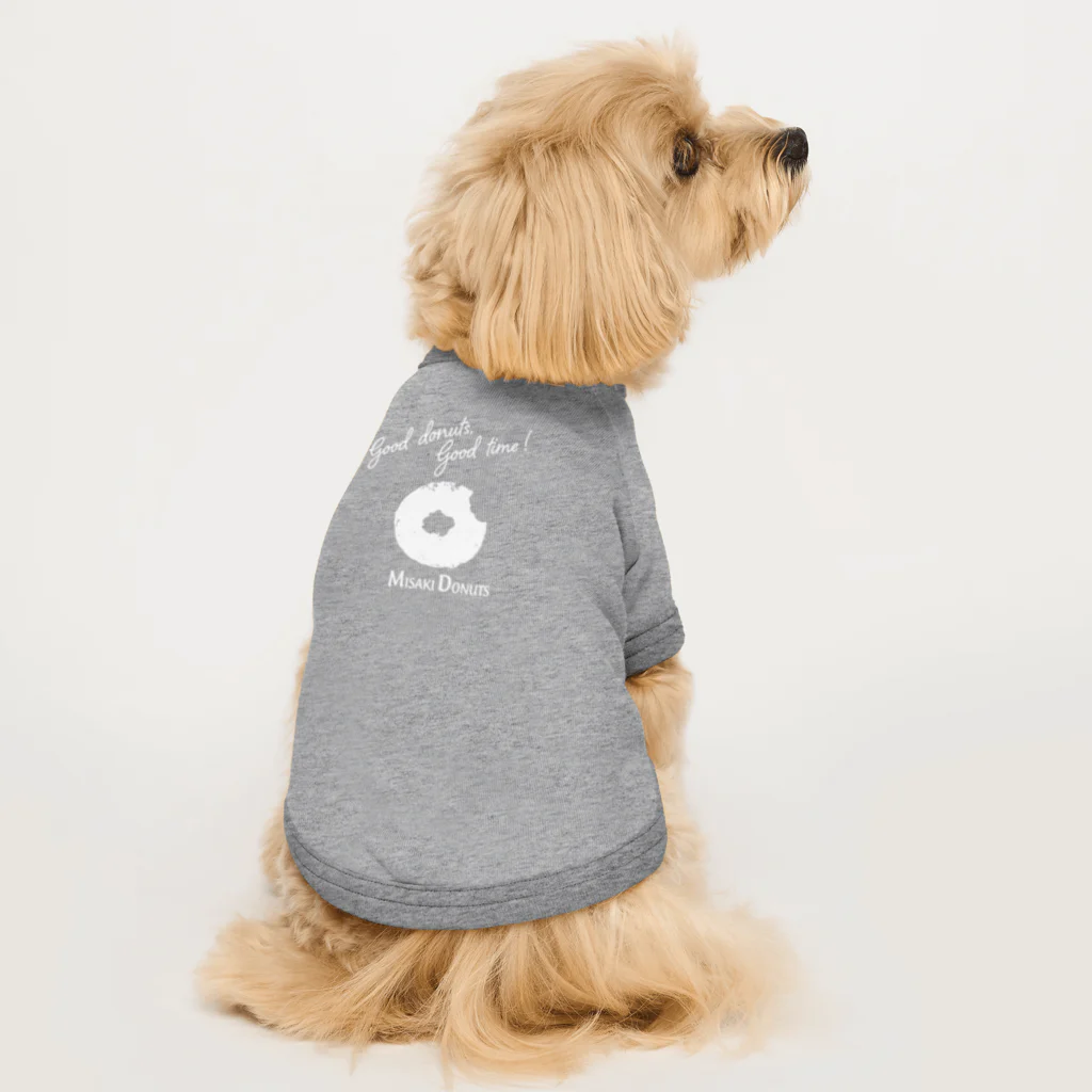 ミサキドーナツ 公式 SUZURI店のミサキドーナツロゴ Dog T-shirt