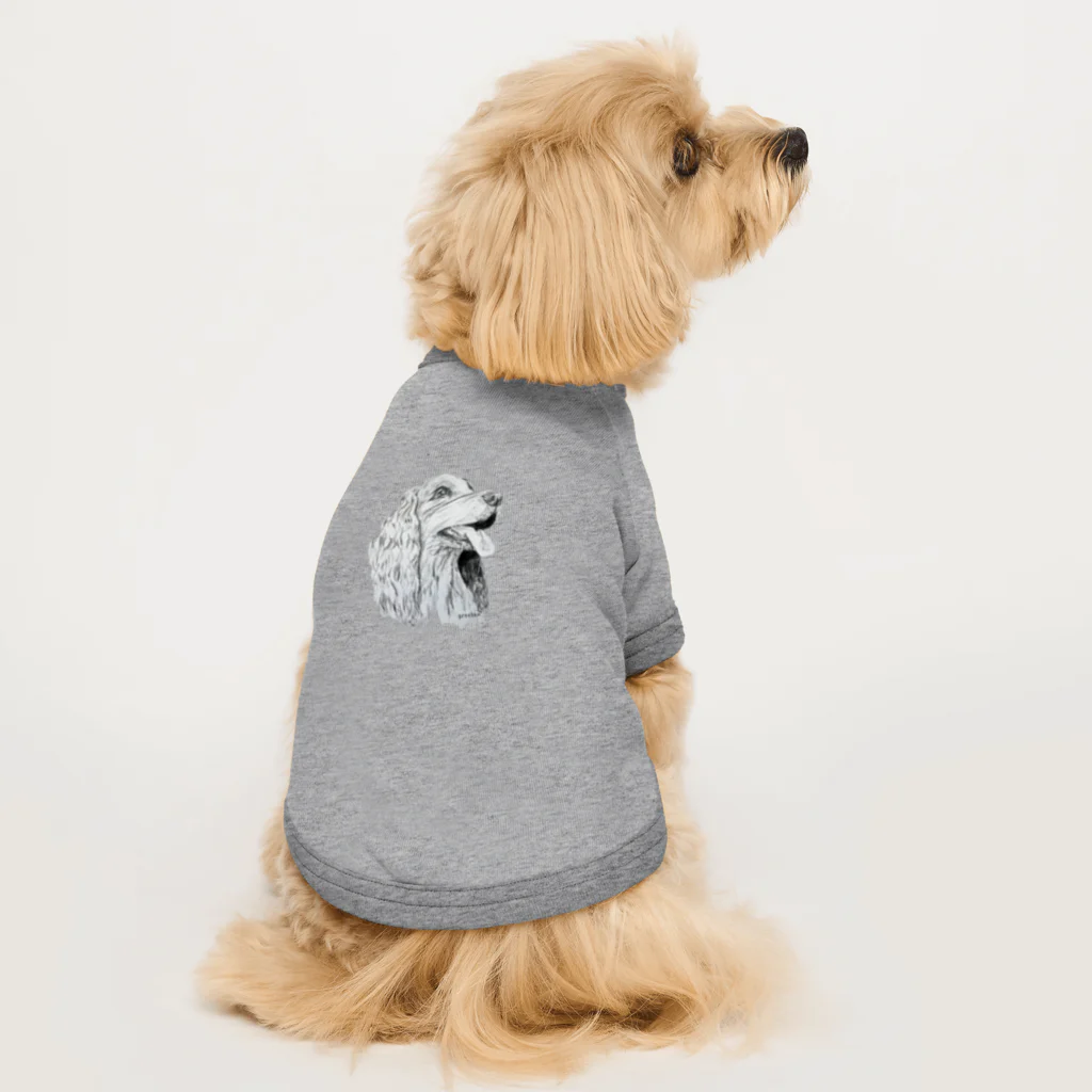 greetenのコッカースパニエル　アート犬　　ホワイト ドッグTシャツ
