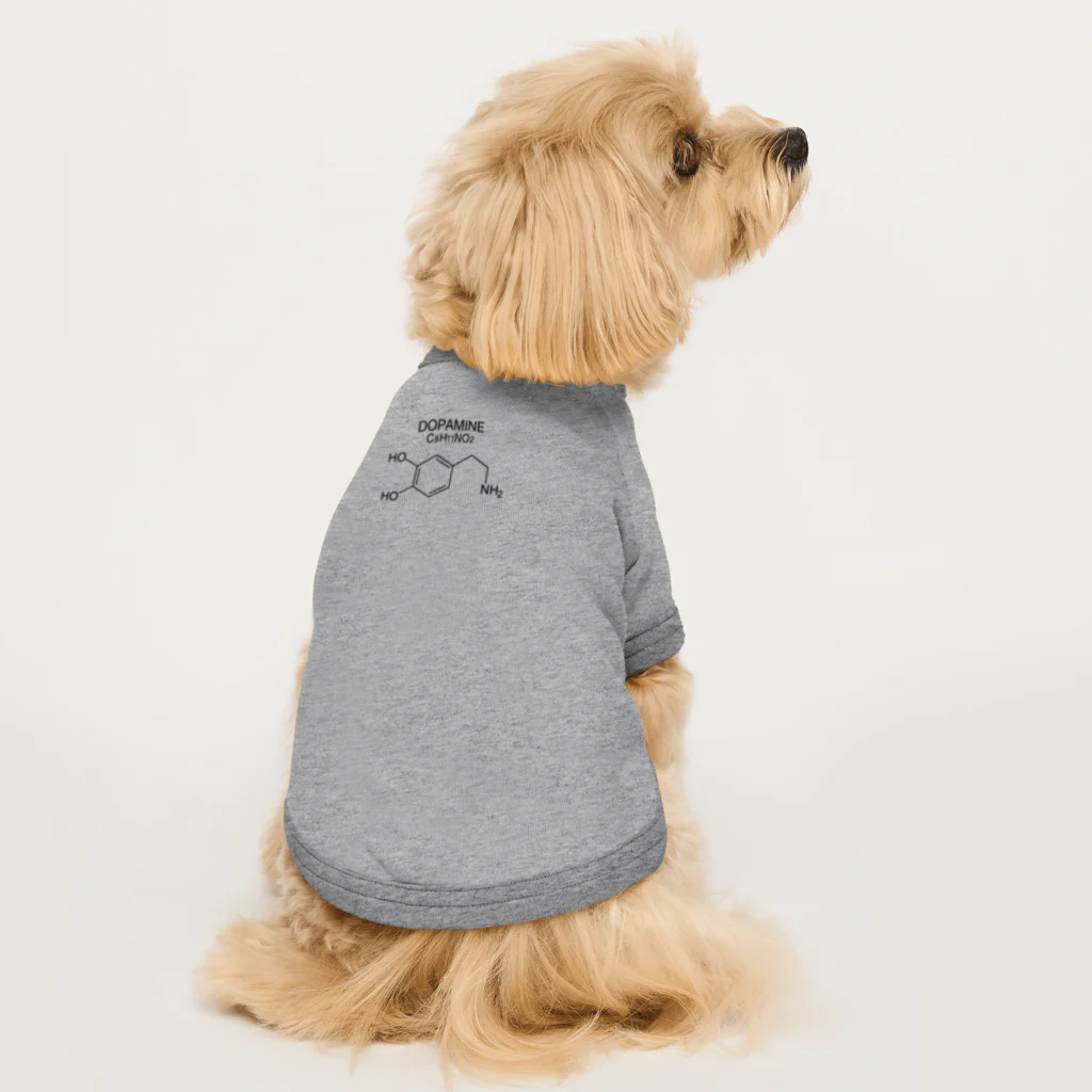 DRIPPEDの DOPAMINE C8H11NO2 -ドーパミ ン- 胸面配置 黒ロゴ Dog T-shirt